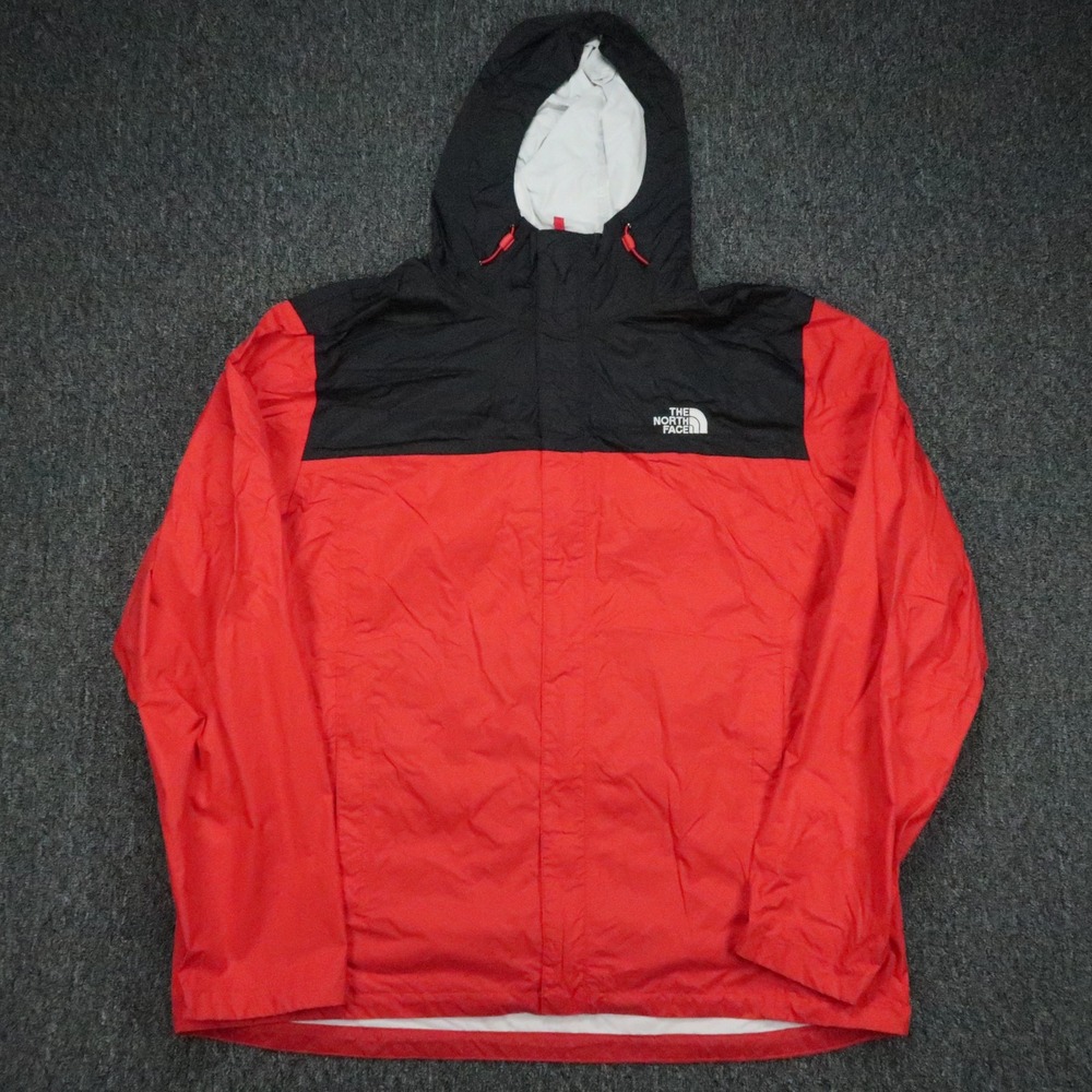 The North Face Jacket Mens XXL Red Black Full Zip Hooded Colorblock Venture